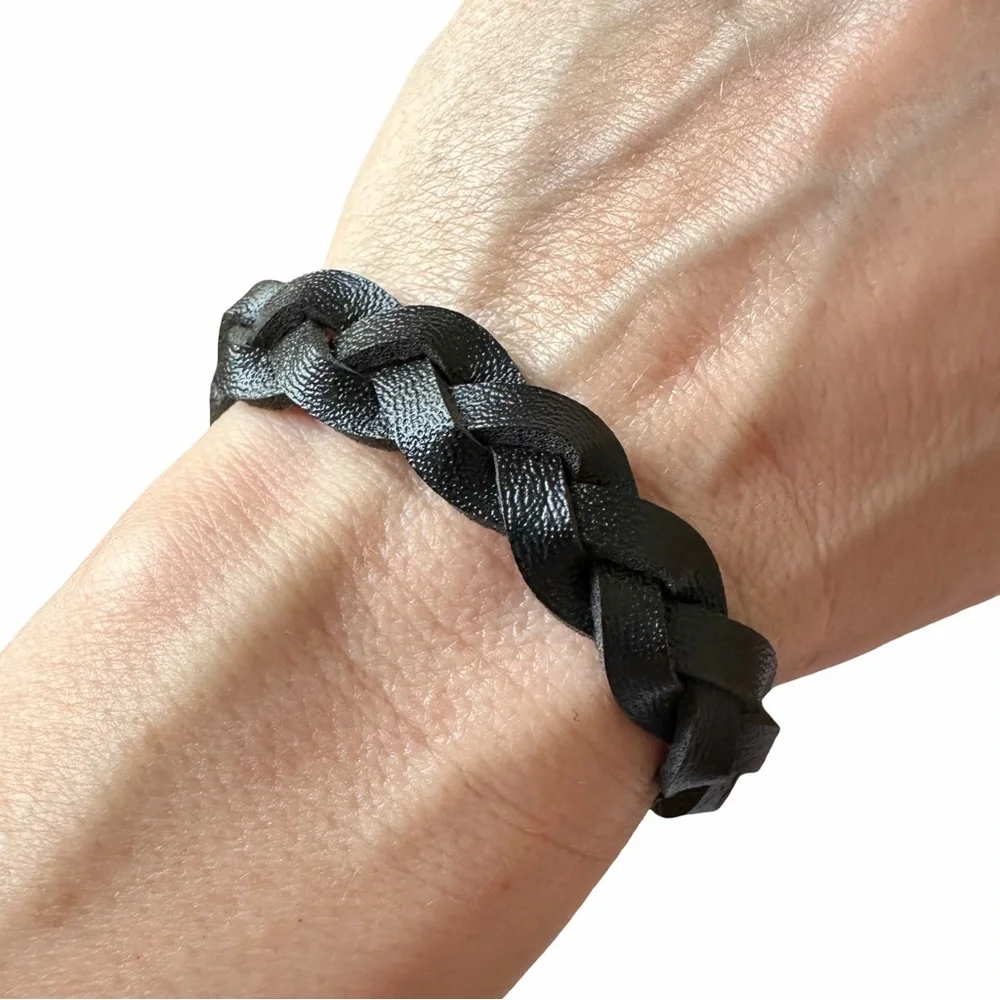 ⭐️ 5 for $25 Black Braided Leather Adjustable Bracelet